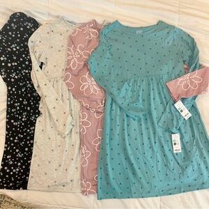 Lot Of 4 NWT Carters Long Sleeve Skater Dresses Soft Comfortable